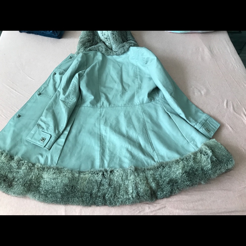 Mink hooded/lined leather coat